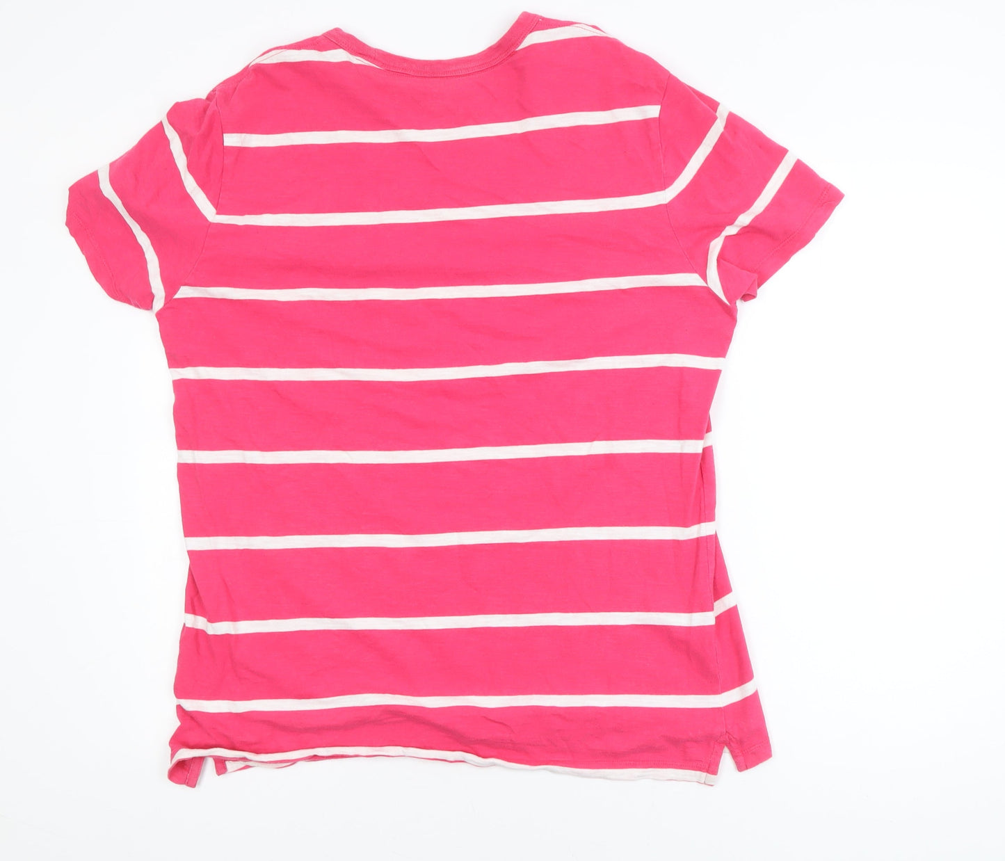 GAP Women's Pink White Striped Cotton Basic T-Shirt Size L