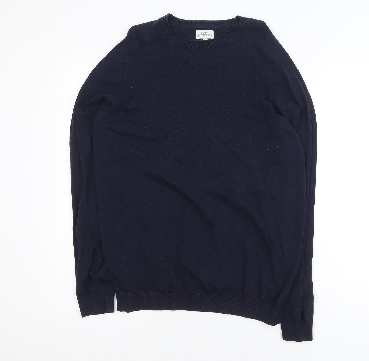 Next Men's Blue Cotton Blend Crew Neck Jumper Size M
