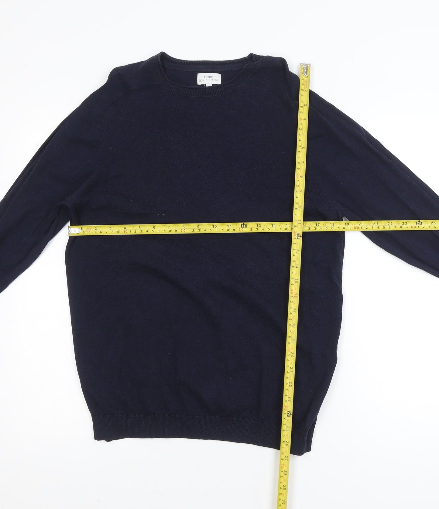Next Men's Blue Cotton Blend Crew Neck Jumper Size M