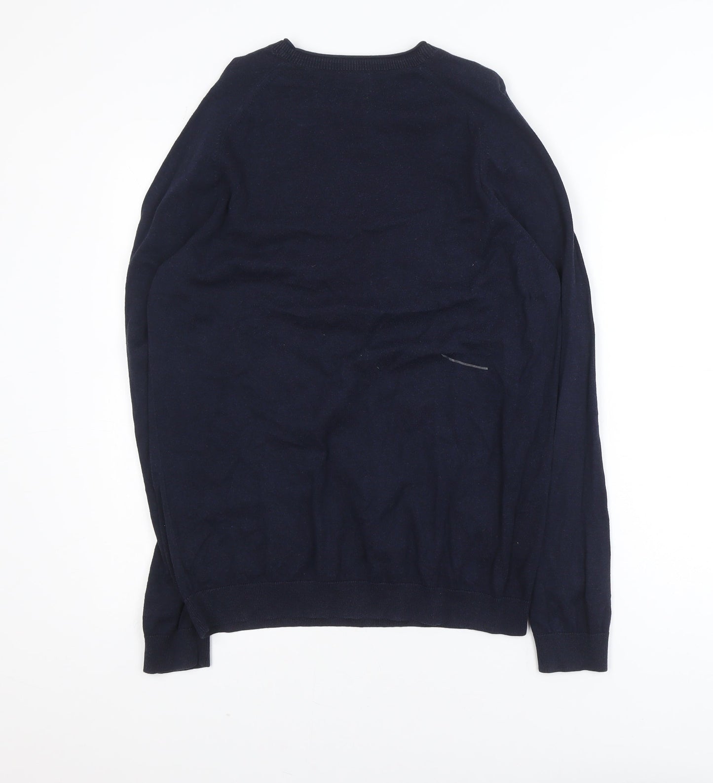 Next Men's Blue Cotton Blend Crew Neck Jumper Size M
