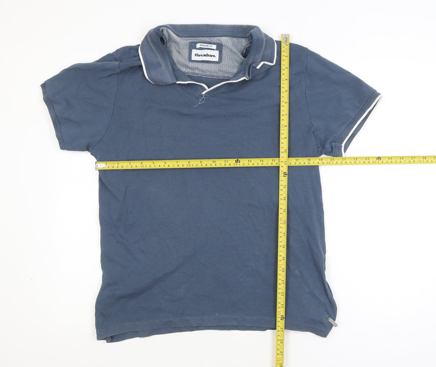 Threadbare Men's Blue Regular Fit Cotton Polo Shirt Size L