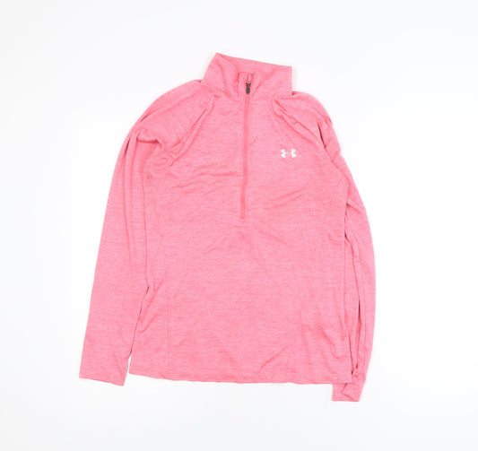 Under Armour Women's Pink 1/4 Zip Track Jacket Size S Moisture Wicking