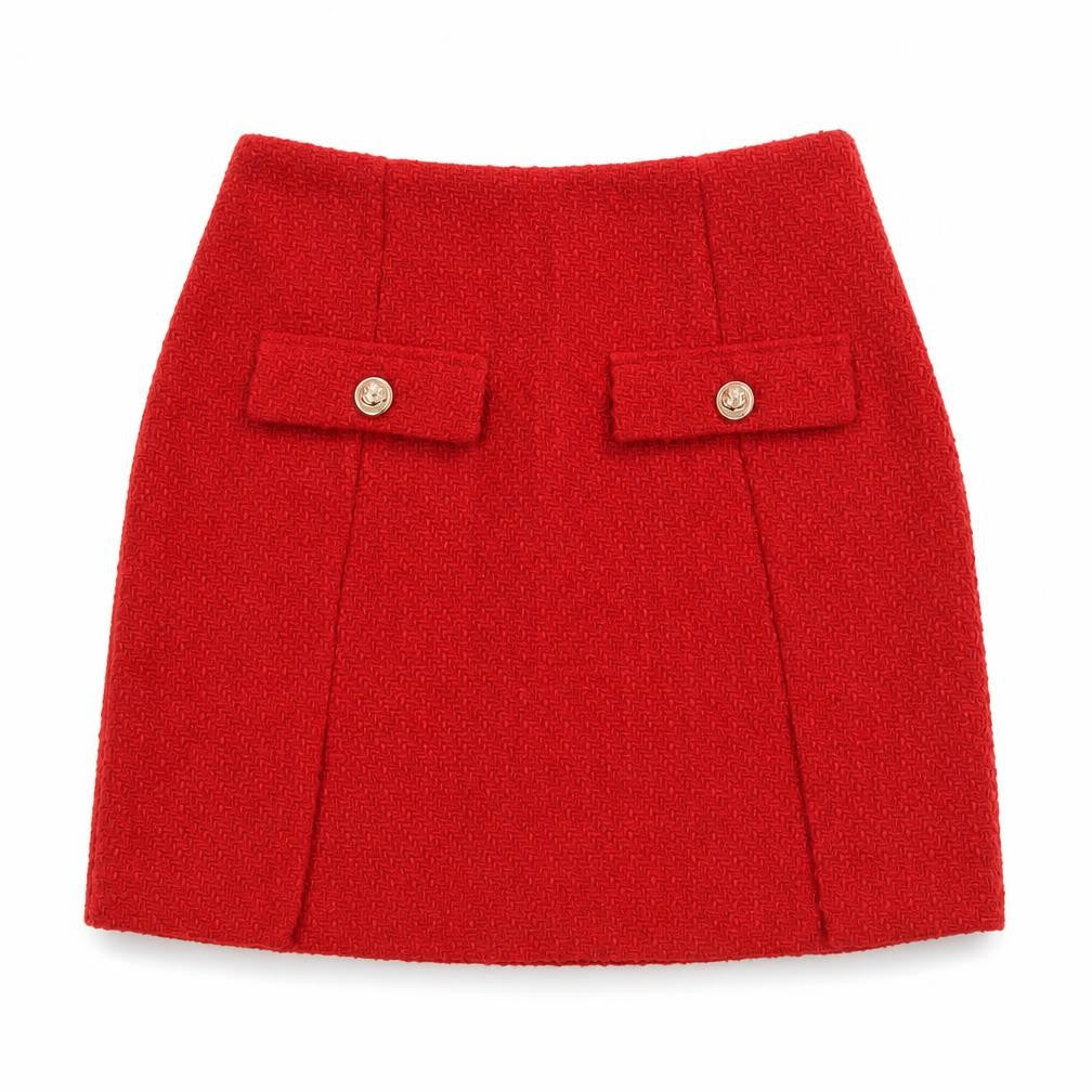 Dunnes Women Red Tweed Short Skirt Size 10 High Waist