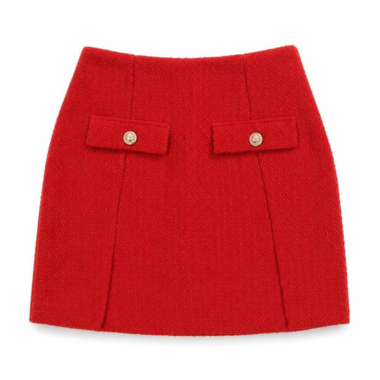 Dunnes Women Red Tweed Short Skirt Size 10 High Waist