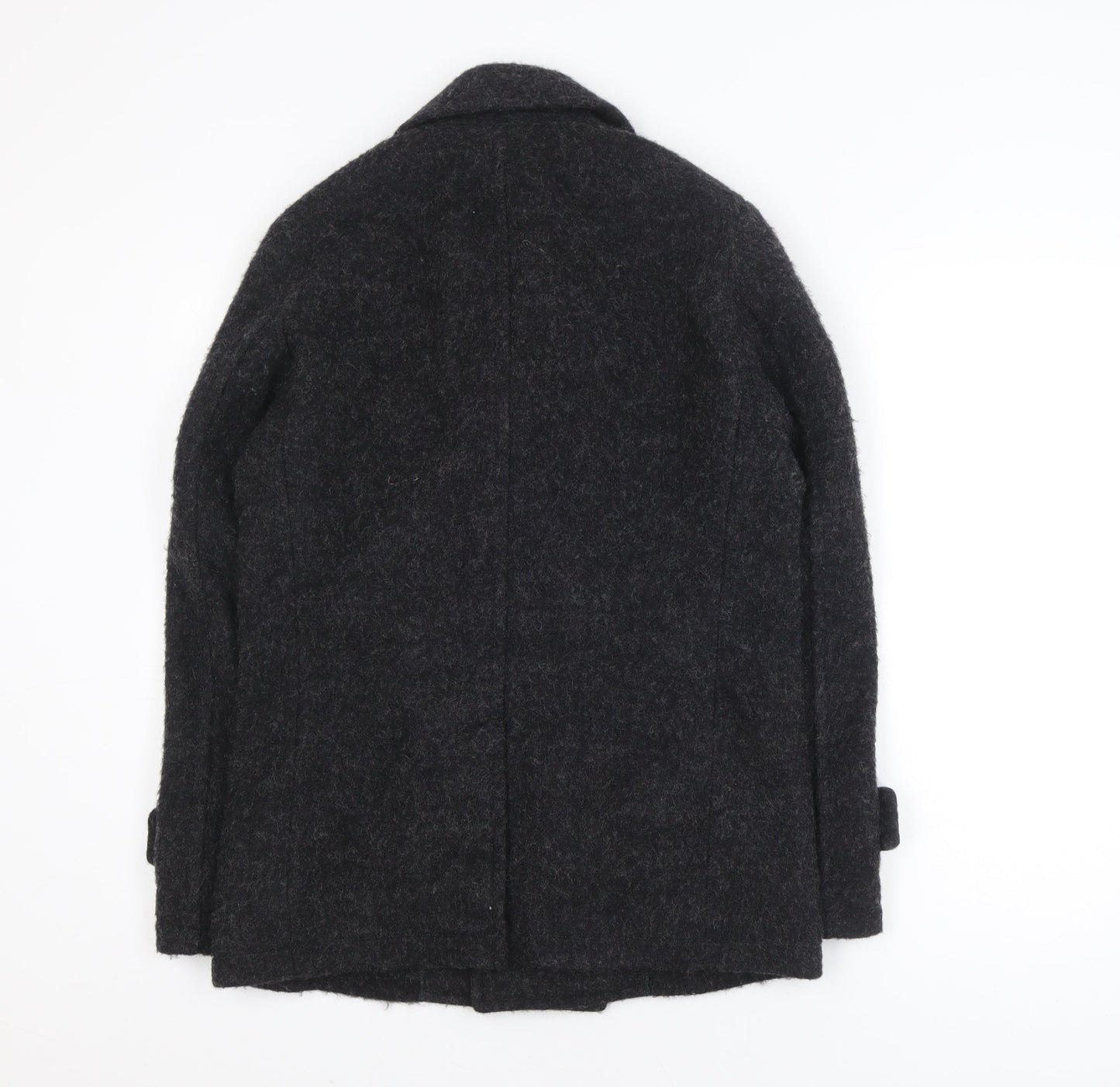 Nano Universe Men's Black Wool Blend Pea Coat Size S