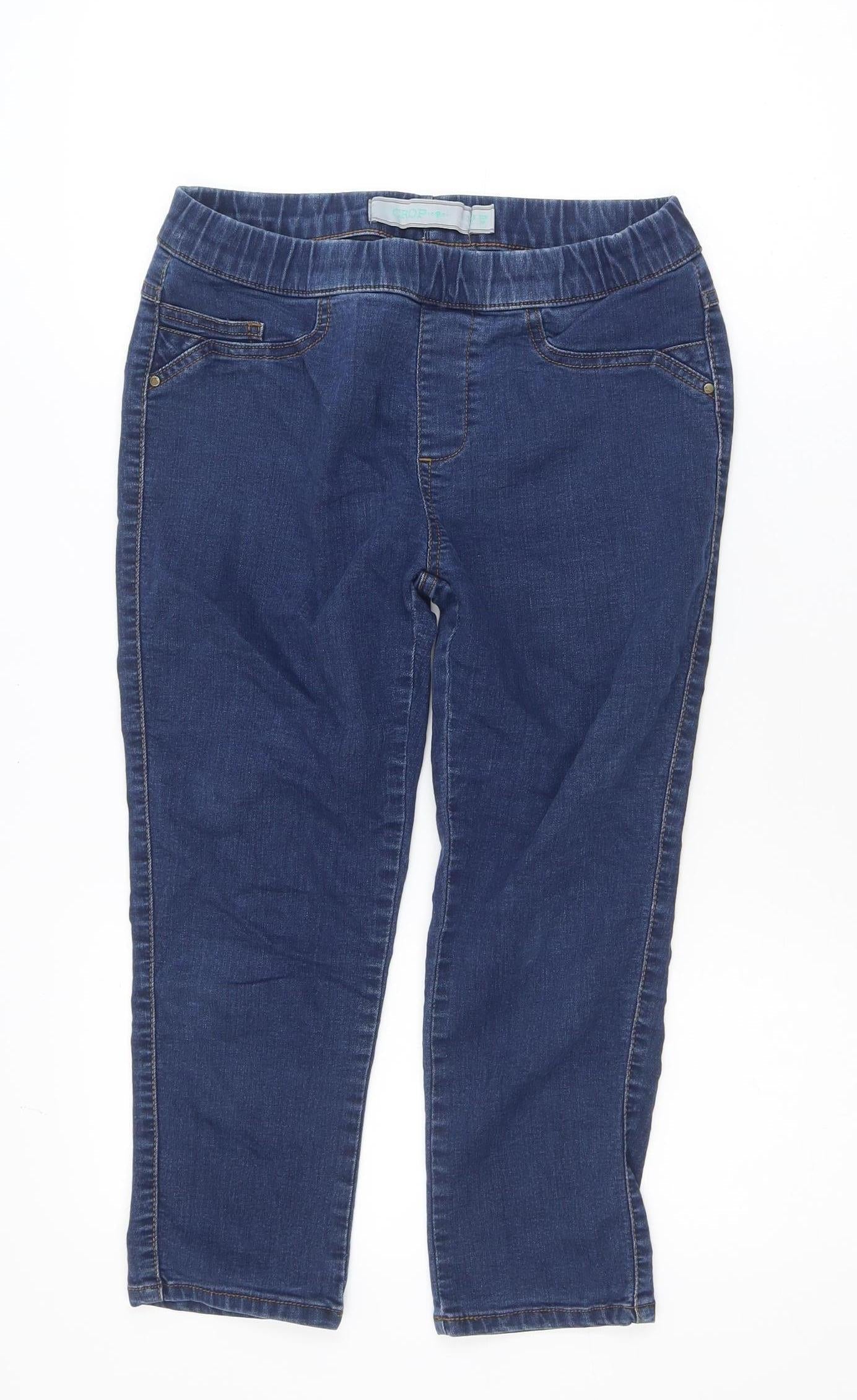 CROP Women's Blue Cropped Slim Fit Denim Jeans Size 7 Slim