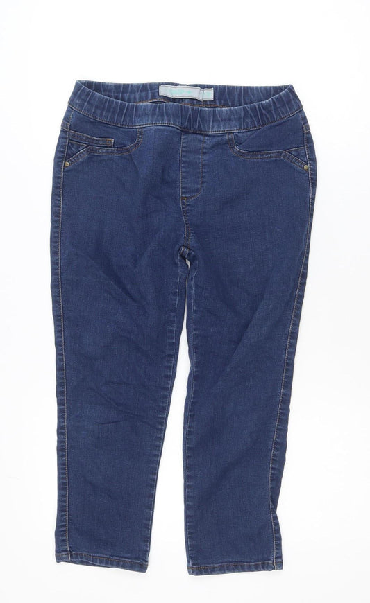 CROP Women's Blue Cropped Slim Fit Denim Jeans Size 7 Slim