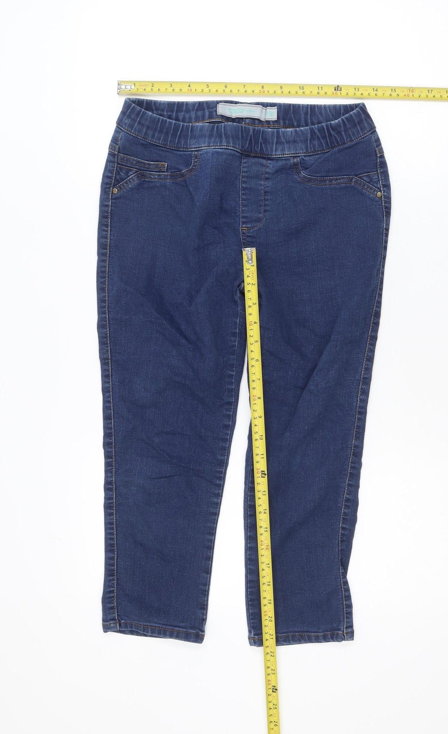 CROP Women's Blue Cropped Slim Fit Denim Jeans Size 7 Slim