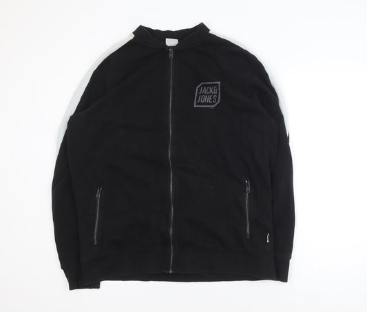 Jack & Jones Men’s Black XL Track Jacket Cotton Blend Full Zip