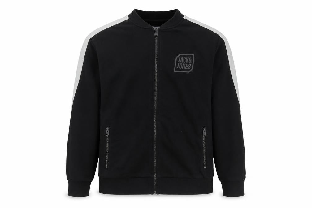 Jack & Jones Men’s Black XL Track Jacket Cotton Blend Full Zip