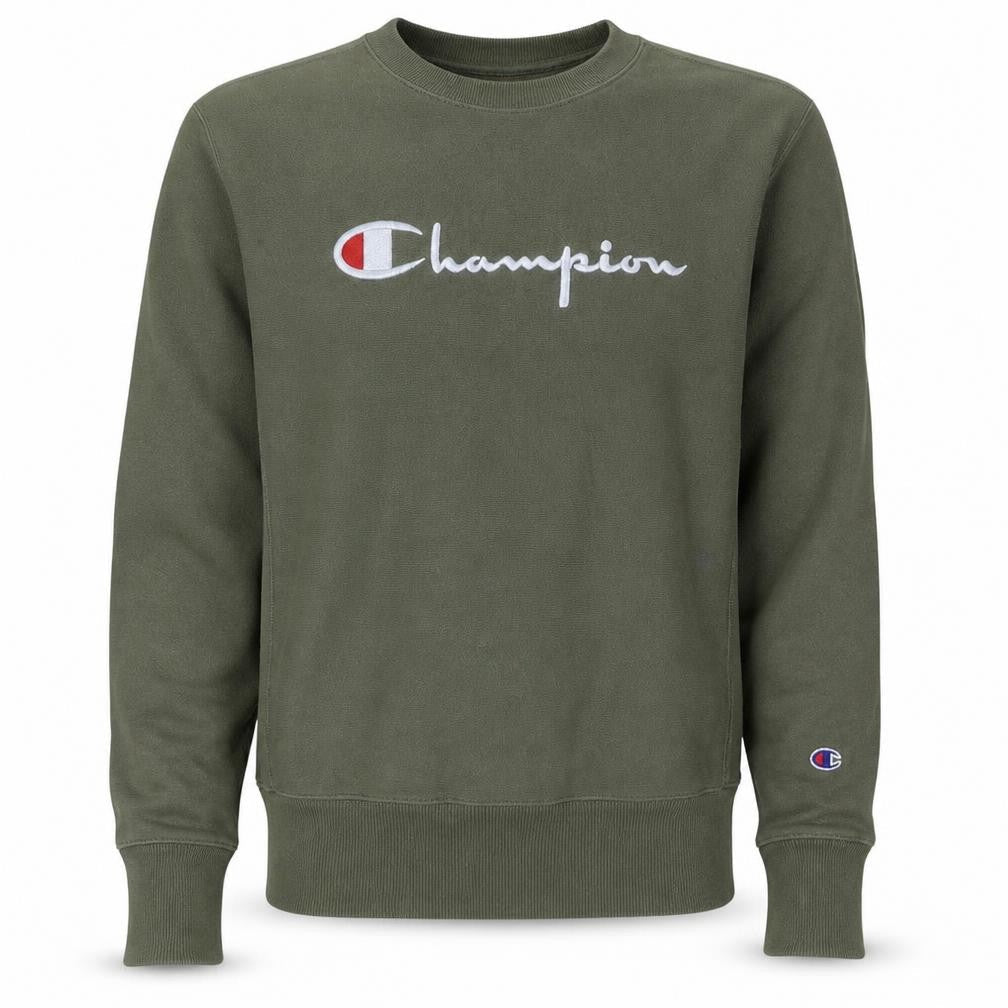 Champion Men's Green Reverse Weave Sweatshirt Medium Crew Neck