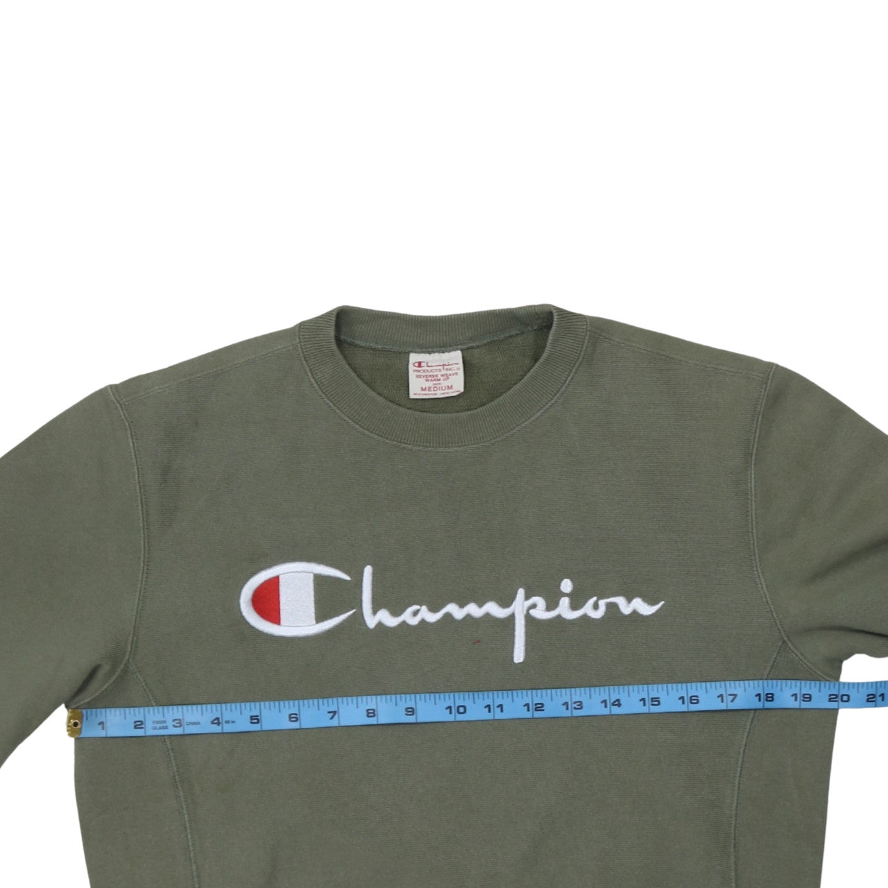 Champion Men's Green Reverse Weave Sweatshirt Medium Crew Neck