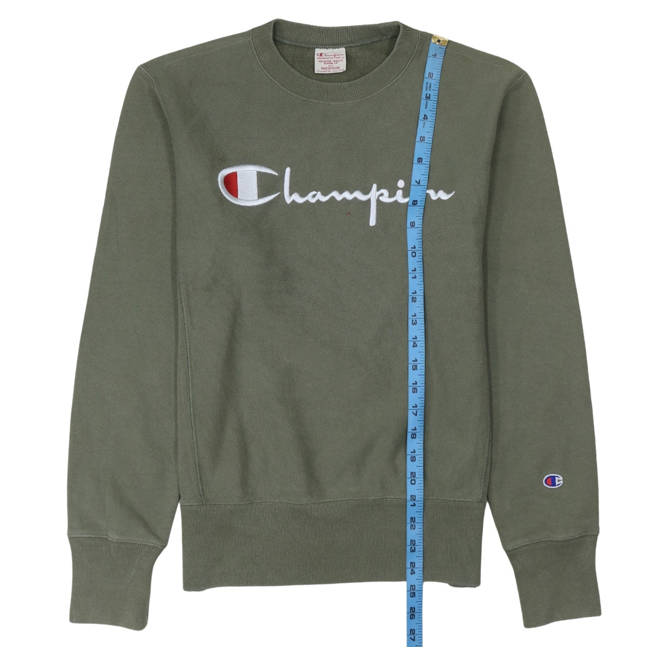 Champion Men's Green Reverse Weave Sweatshirt Medium Crew Neck