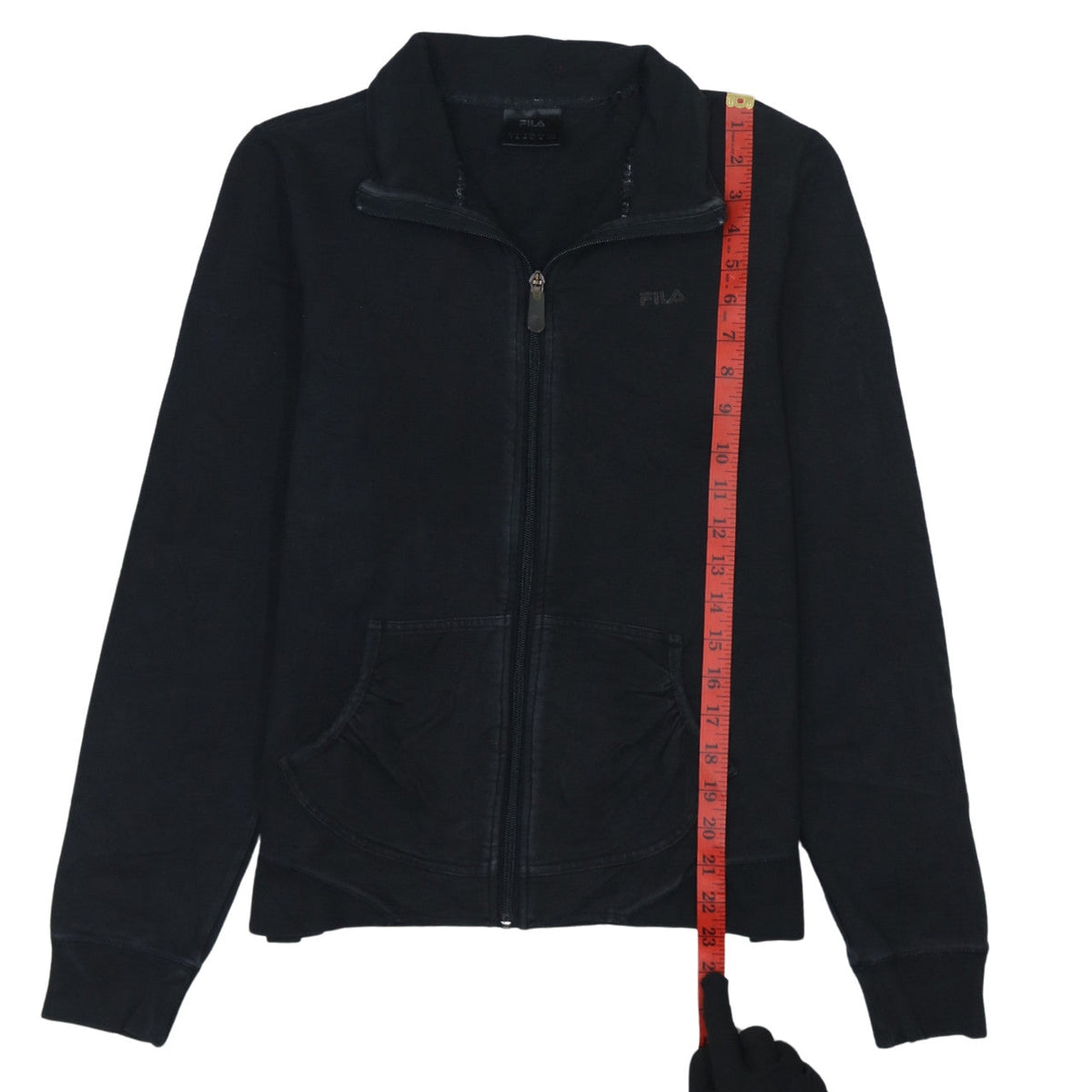Fila Women Black Size 12 Track Jacket Full Zip Cotton Blend