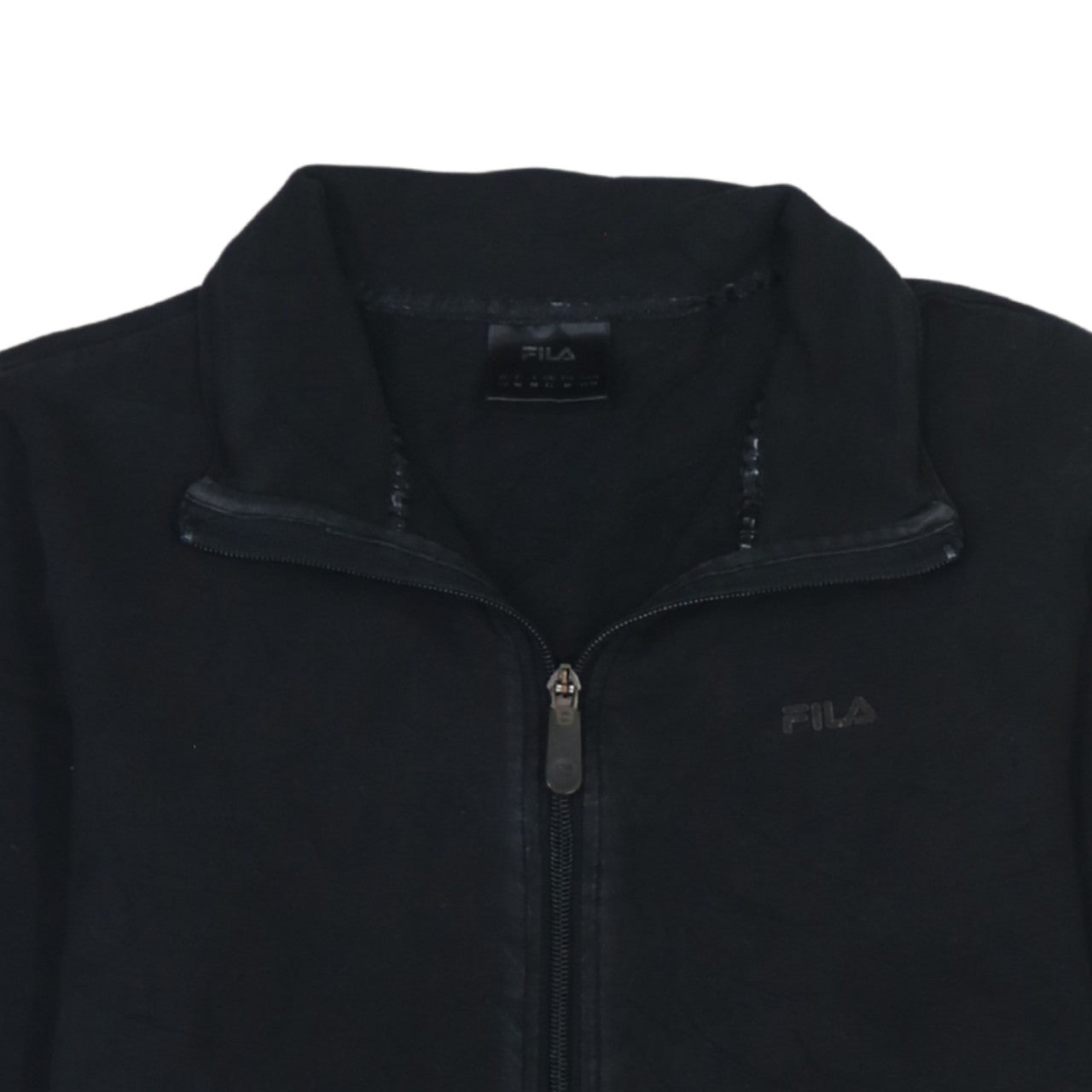 Fila Women Black Size 12 Track Jacket Full Zip Cotton Blend