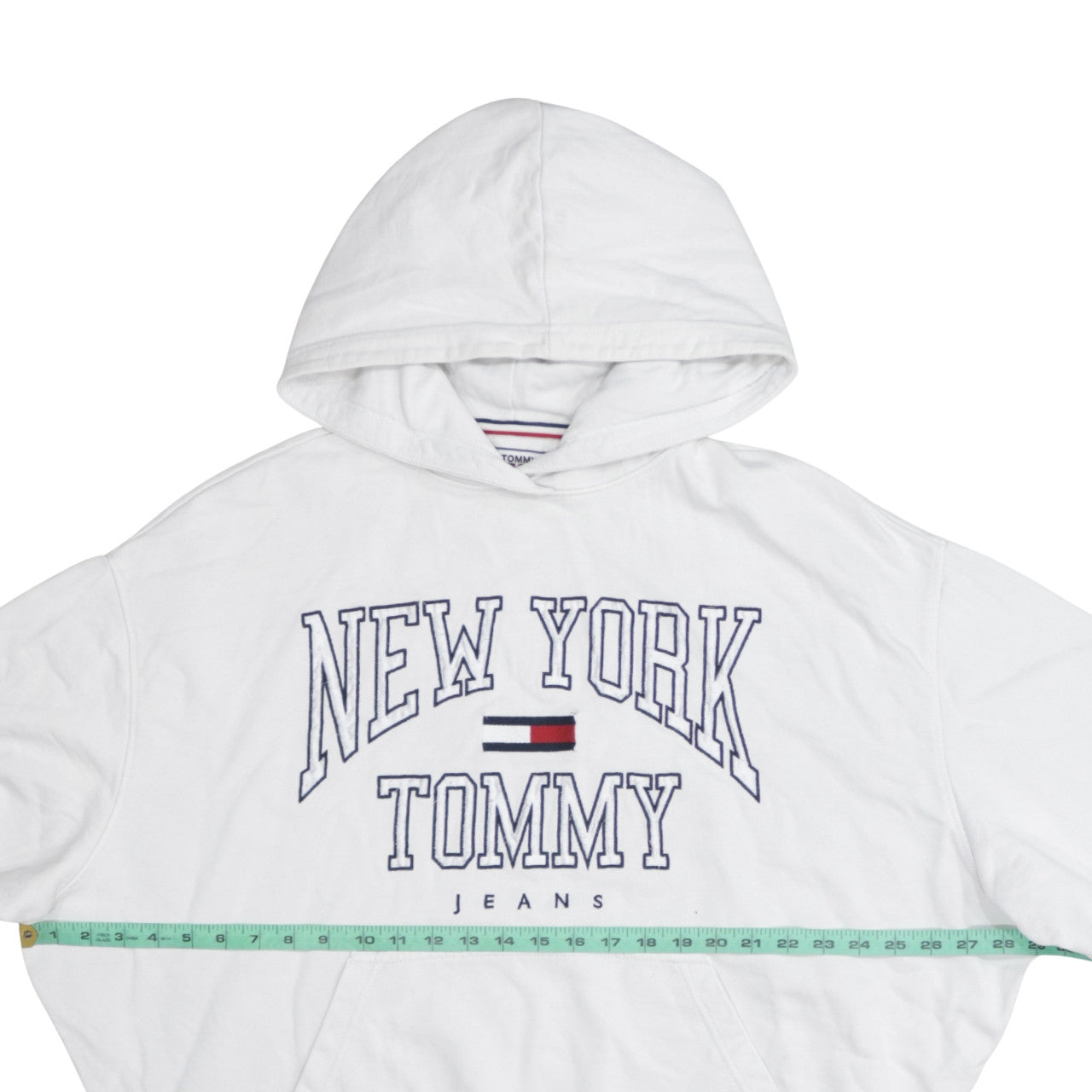 Tommy Jeans Women's White Pullover Hoodie Small New York Logo