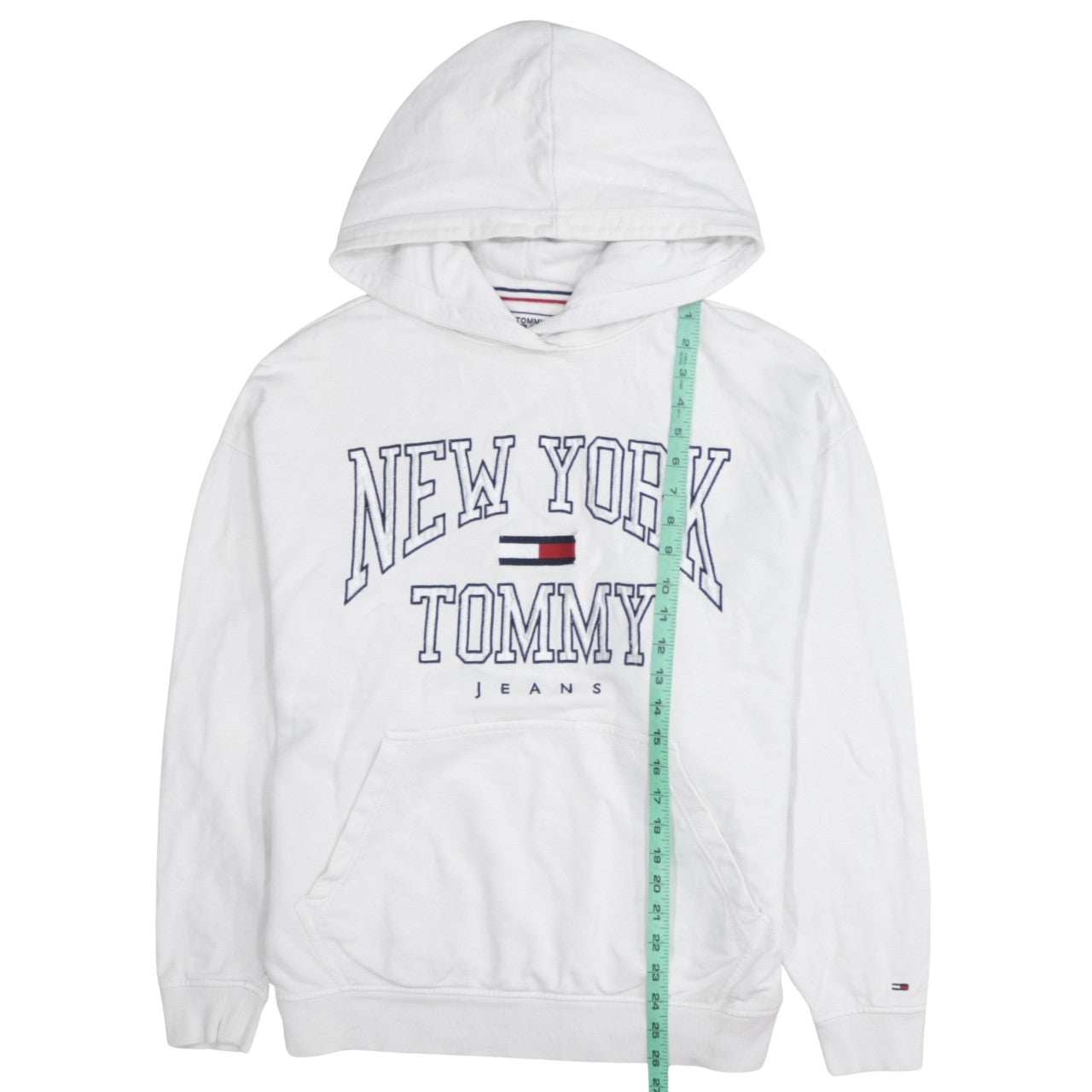 Tommy Jeans Women's White Pullover Hoodie Small New York Logo