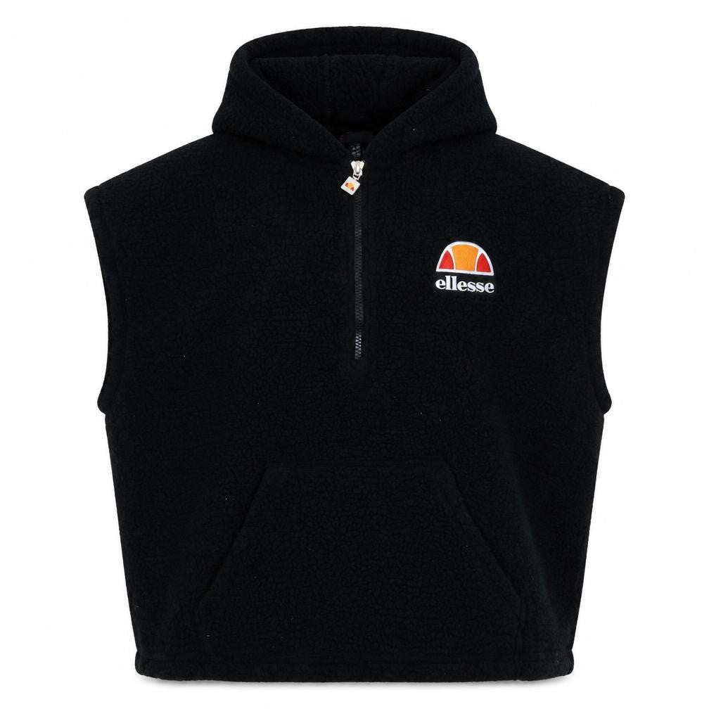 Ellesse Womens Black UK 10 Sleeveless 1/2 Zip Hooded Pullover Sweatshirt