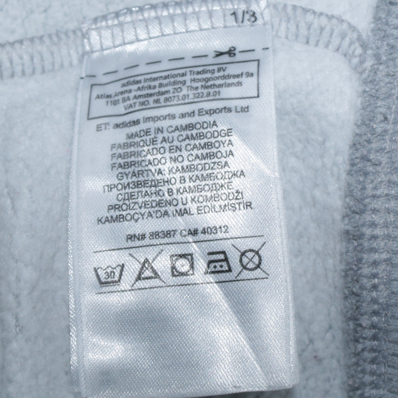 Adidas Women Grey Full Zip Hoodie Size 12 Classic Hooded Sweatshirt