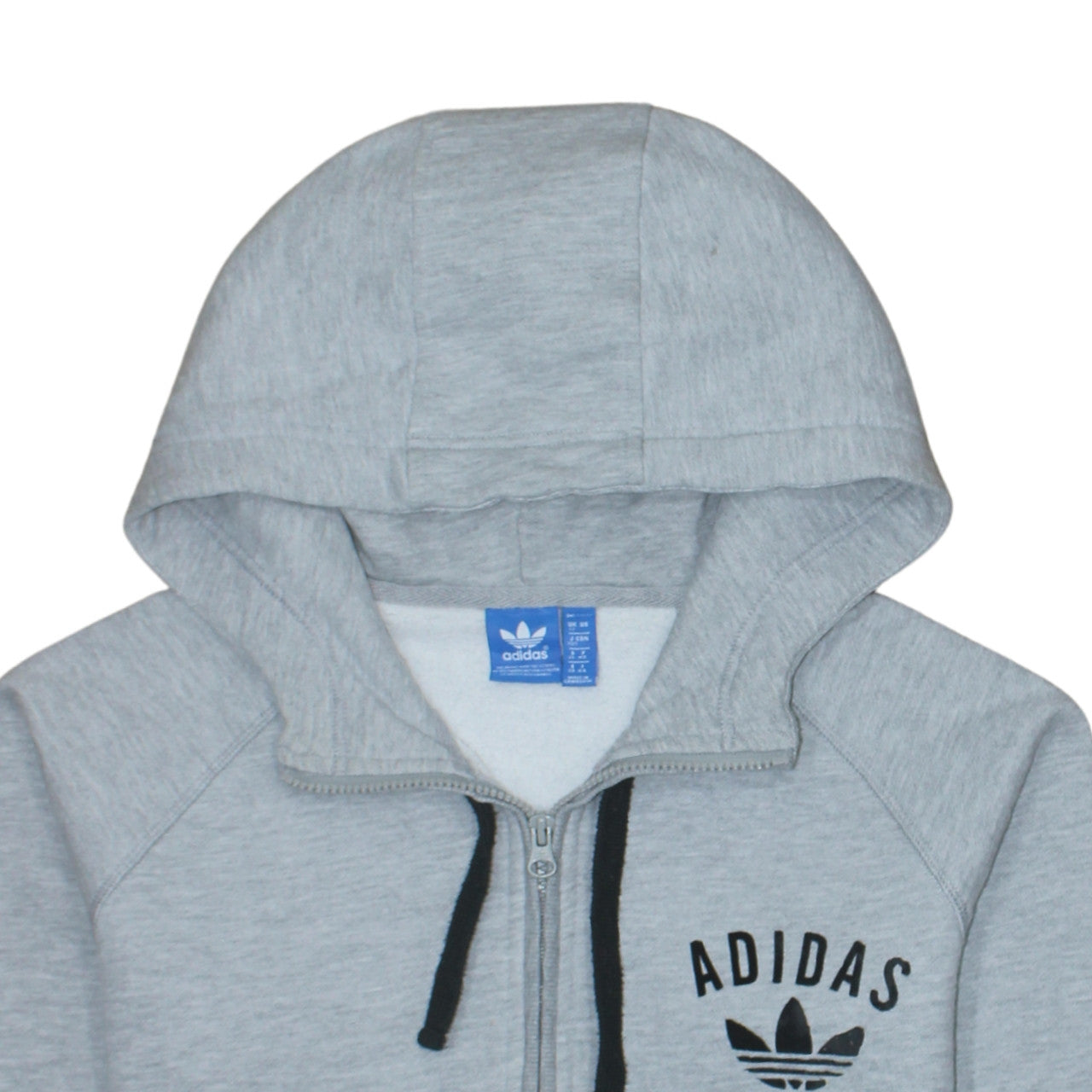 Adidas Women Grey Full Zip Hoodie Size 12 Classic Hooded Sweatshirt
