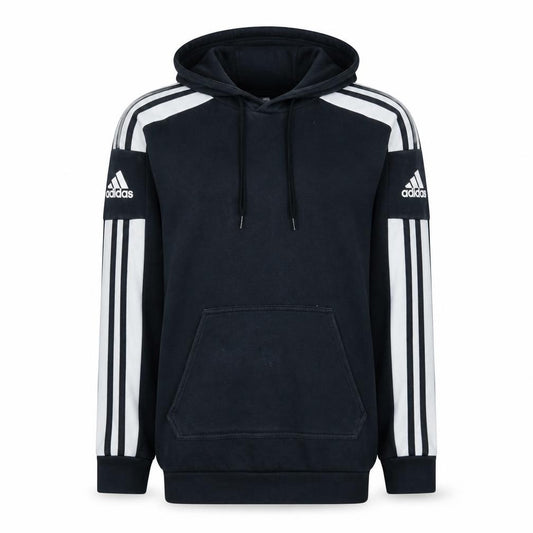 Adidas Men Black Pullover Hoodie Small Fleece Sports Logo Striped