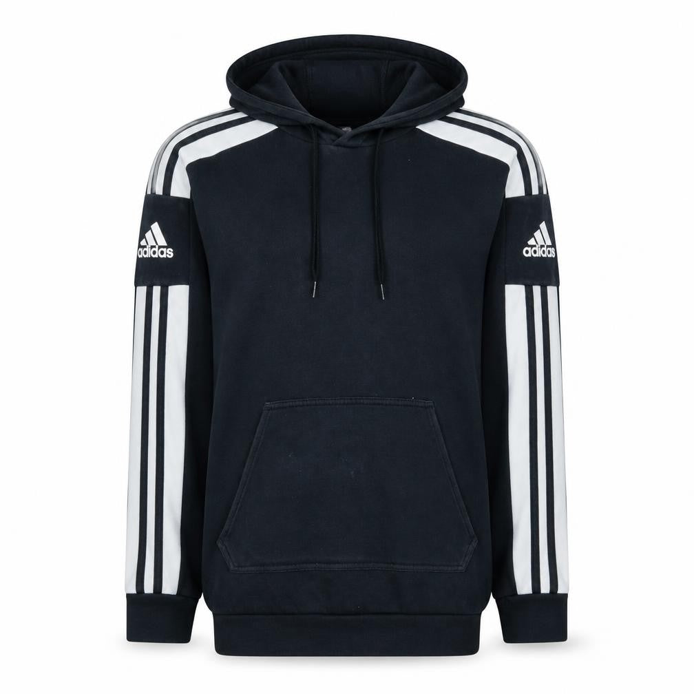 Adidas Men Black Pullover Hoodie Small Fleece Sports Logo Striped