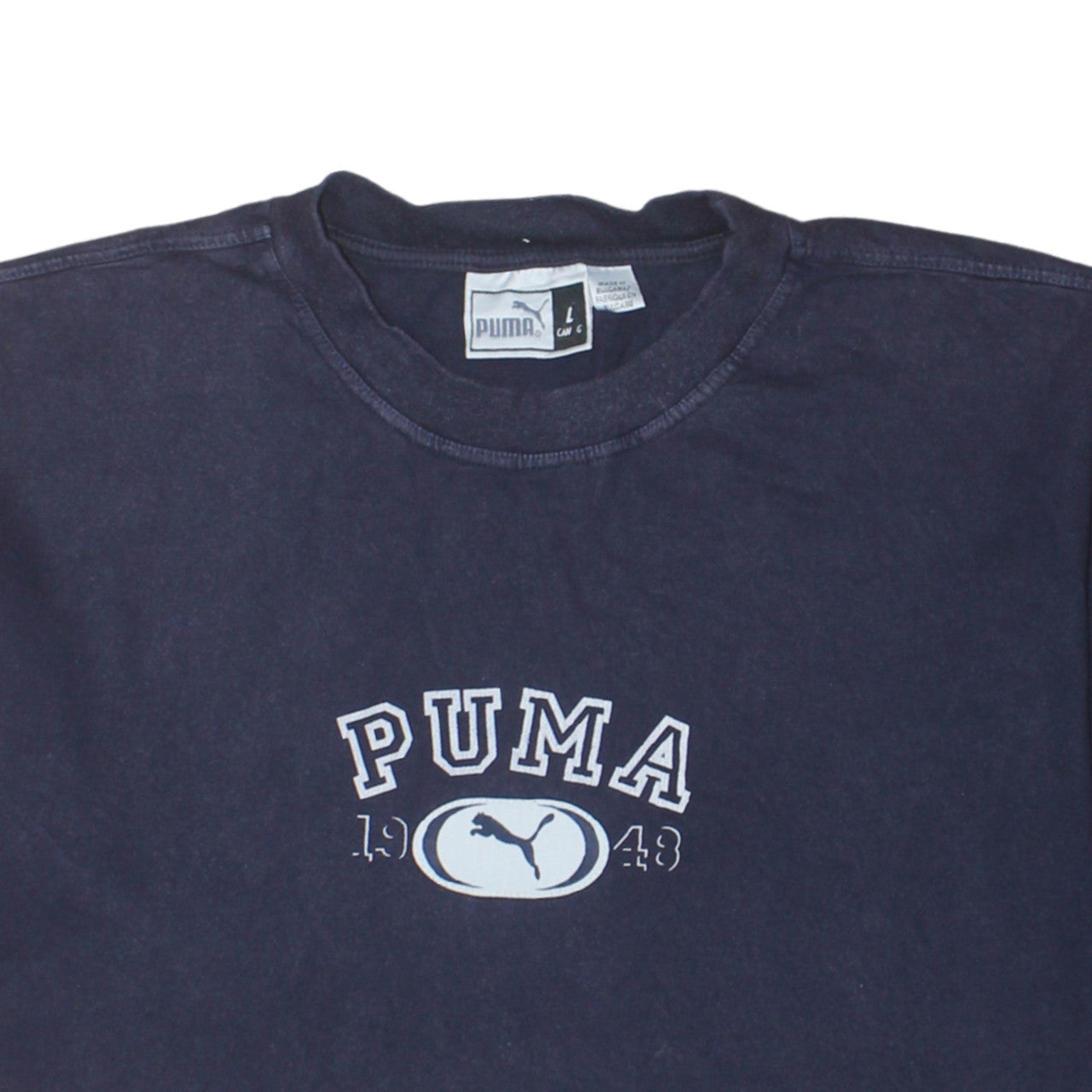 Puma Men's Navy Blue Cotton Crew Neck Short Sleeve T-Shirt L
