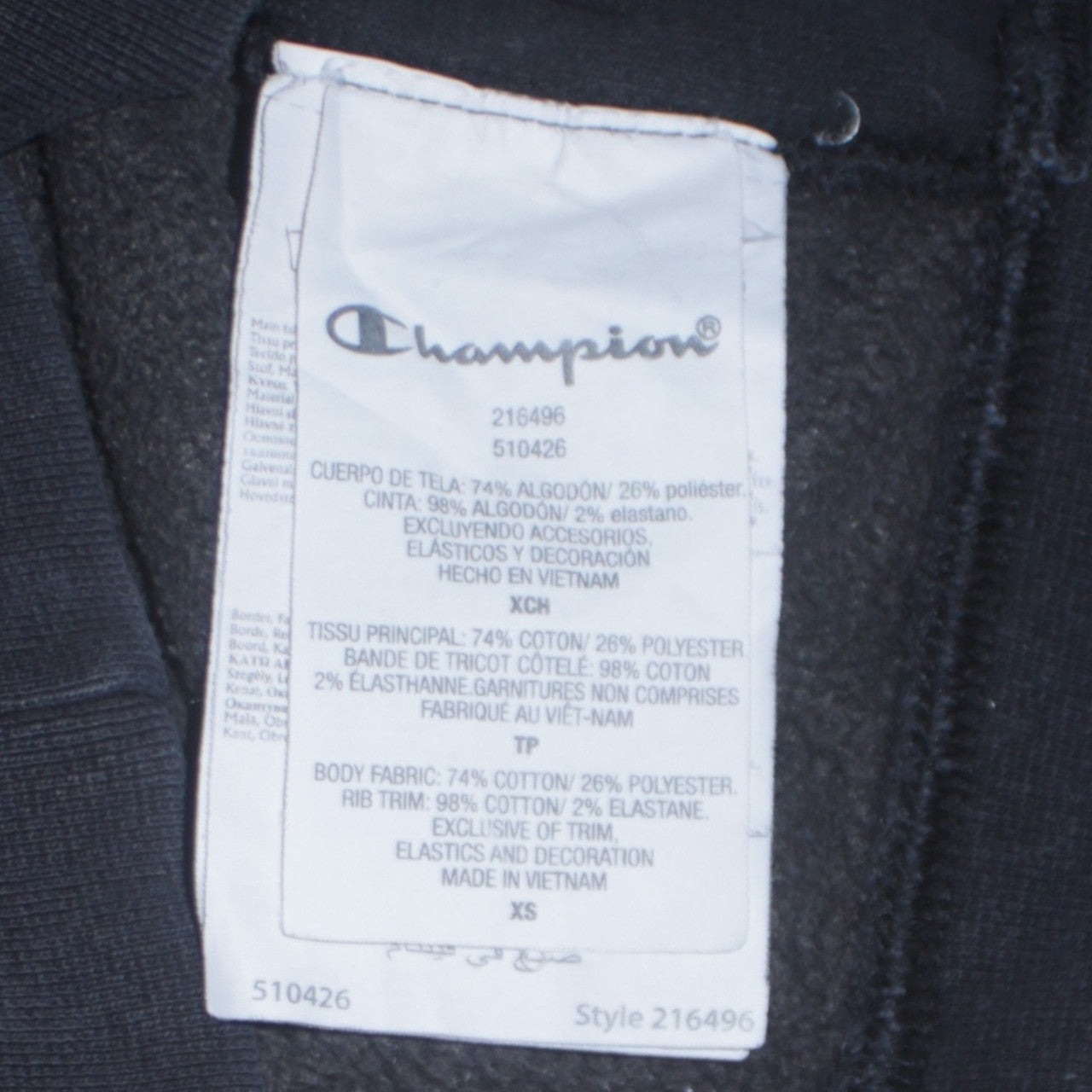 Champion Womens Navy XS Pullover Hoodie Reverse Weave Cotton Blend