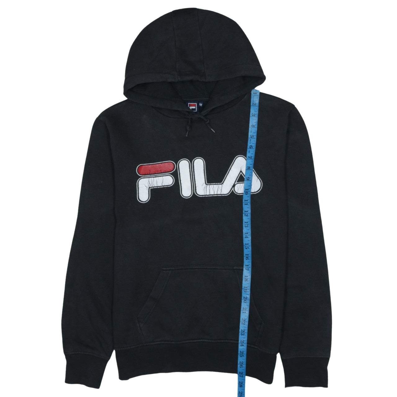 FILA Mens Black Pullover Hoodie Size M Graphic Logo Sportswear