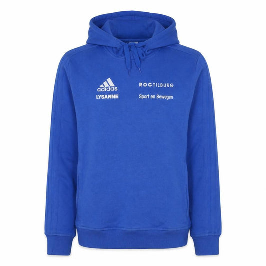 Adidas Men's Blue XS Pullover Hoodie with Logo and Drawstring