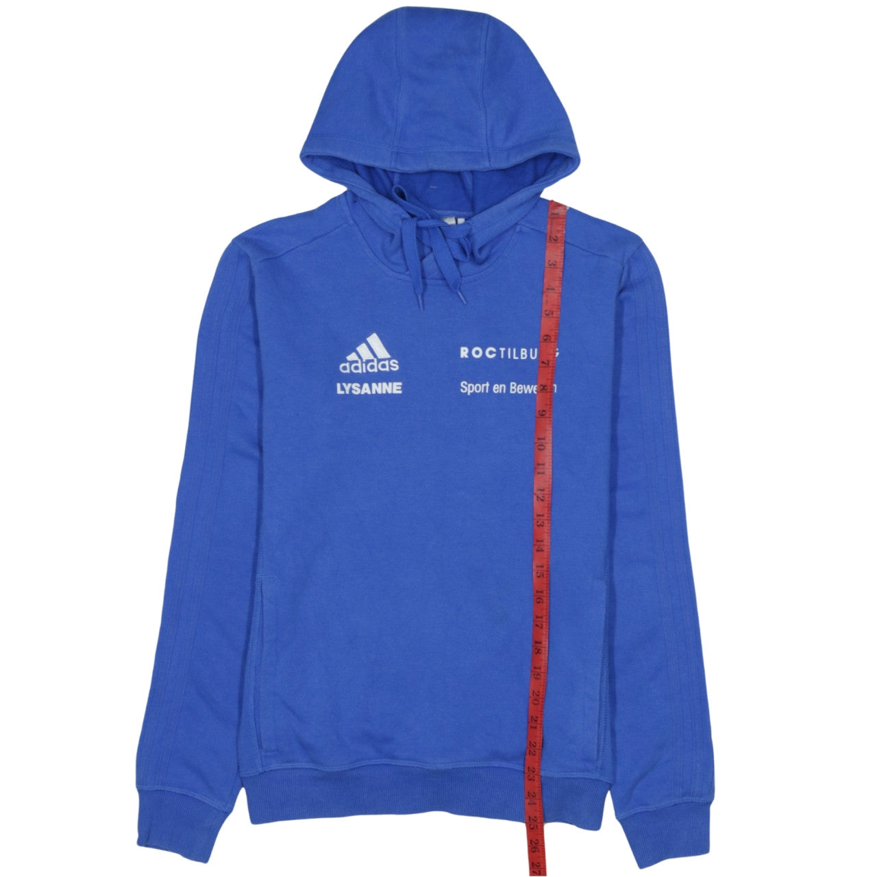 Adidas Men's Blue XS Pullover Hoodie with Logo and Drawstring