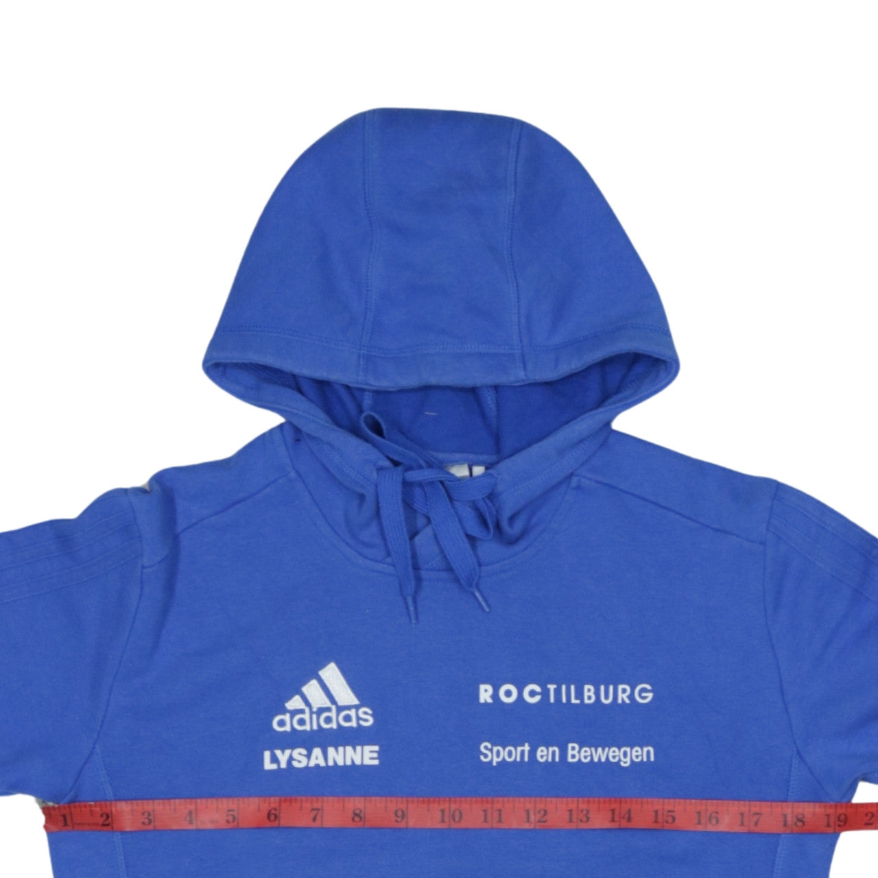 Adidas Men's Blue XS Pullover Hoodie with Logo and Drawstring