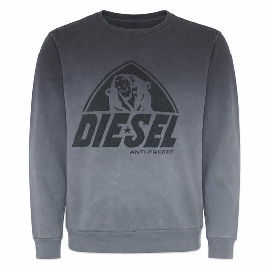 Diesel Men's Grey Logo Pullover Sweatshirt L Crew Neck Cotton