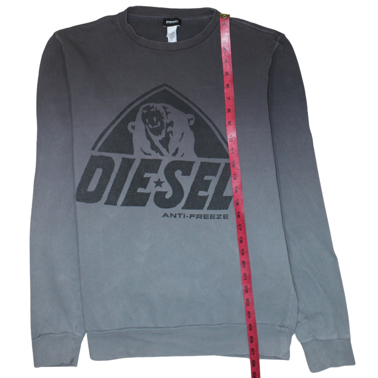 Diesel Men's Grey Logo Pullover Sweatshirt L Crew Neck Cotton