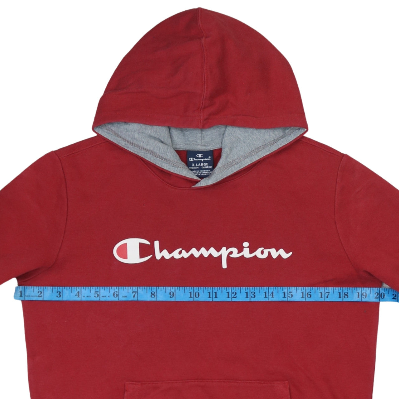 Champion Boys Red Pullover Hoodie 13-14 Years Logo Fleece Sweatshirt