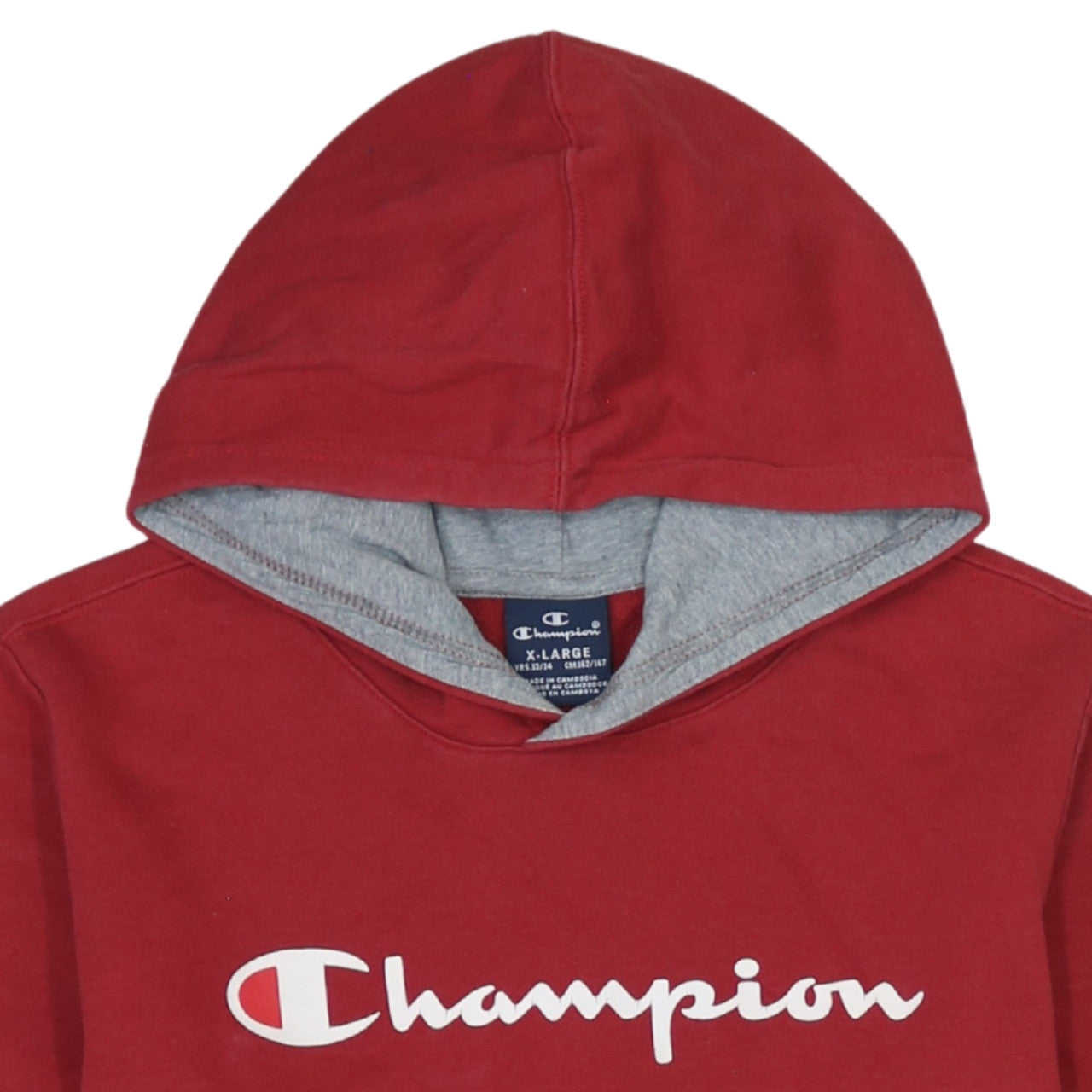 Champion Boys Red Pullover Hoodie 13-14 Years Logo Fleece Sweatshirt