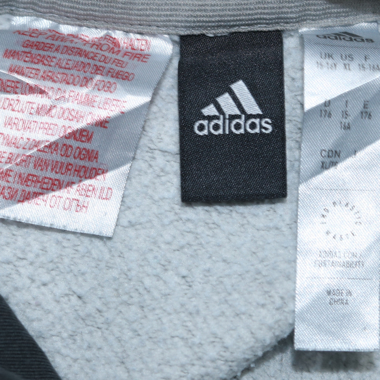 Adidas Boys Grey Colourblock Pullover Hoodie - Size 164 (13-14 Years)