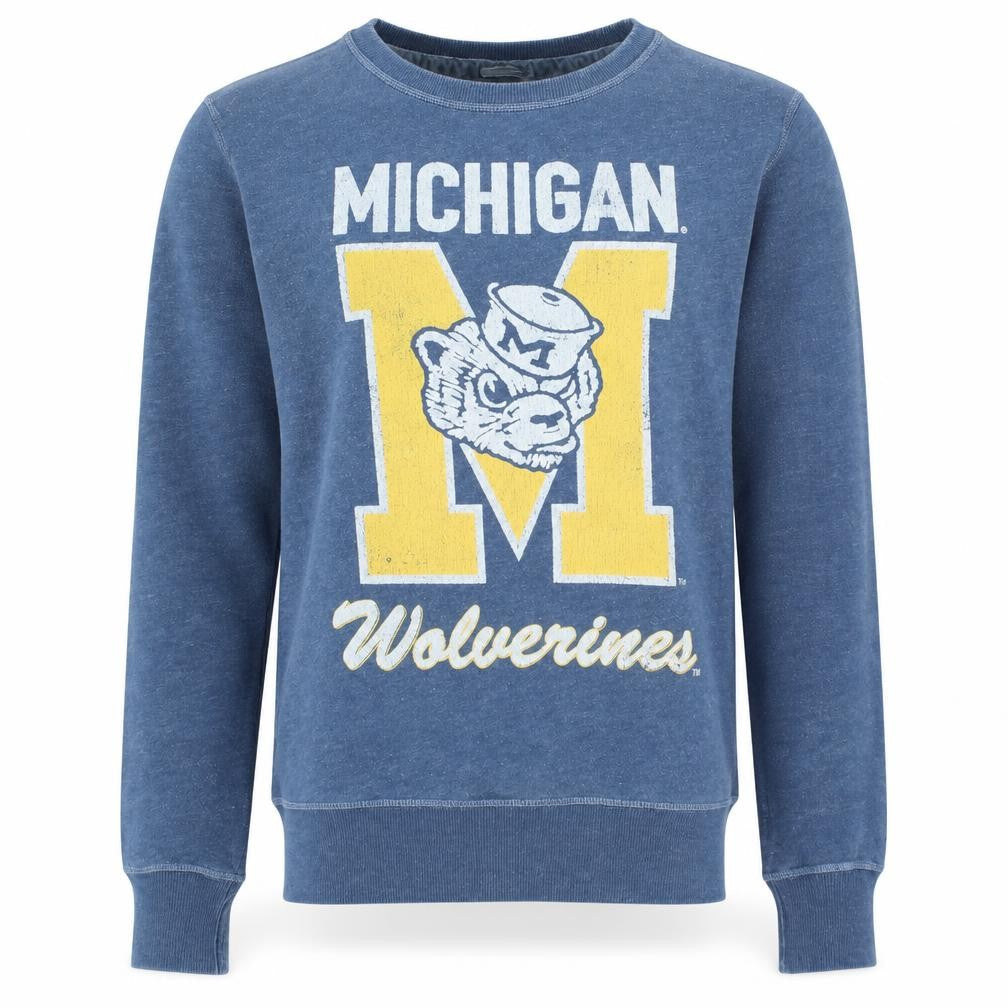 Tommy Hilfiger Men's Blue Michigan Wolverines Pullover Sweatshirt S
