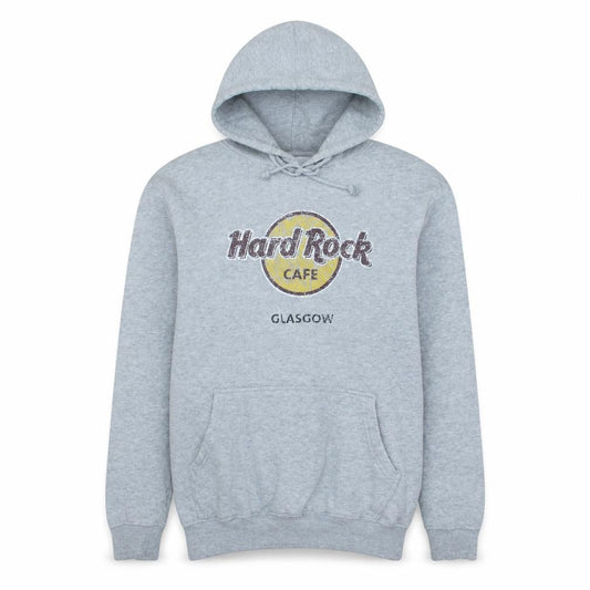 Hard Rock Cafe Glasgow Men's Grey Pullover Hoodie Size L
