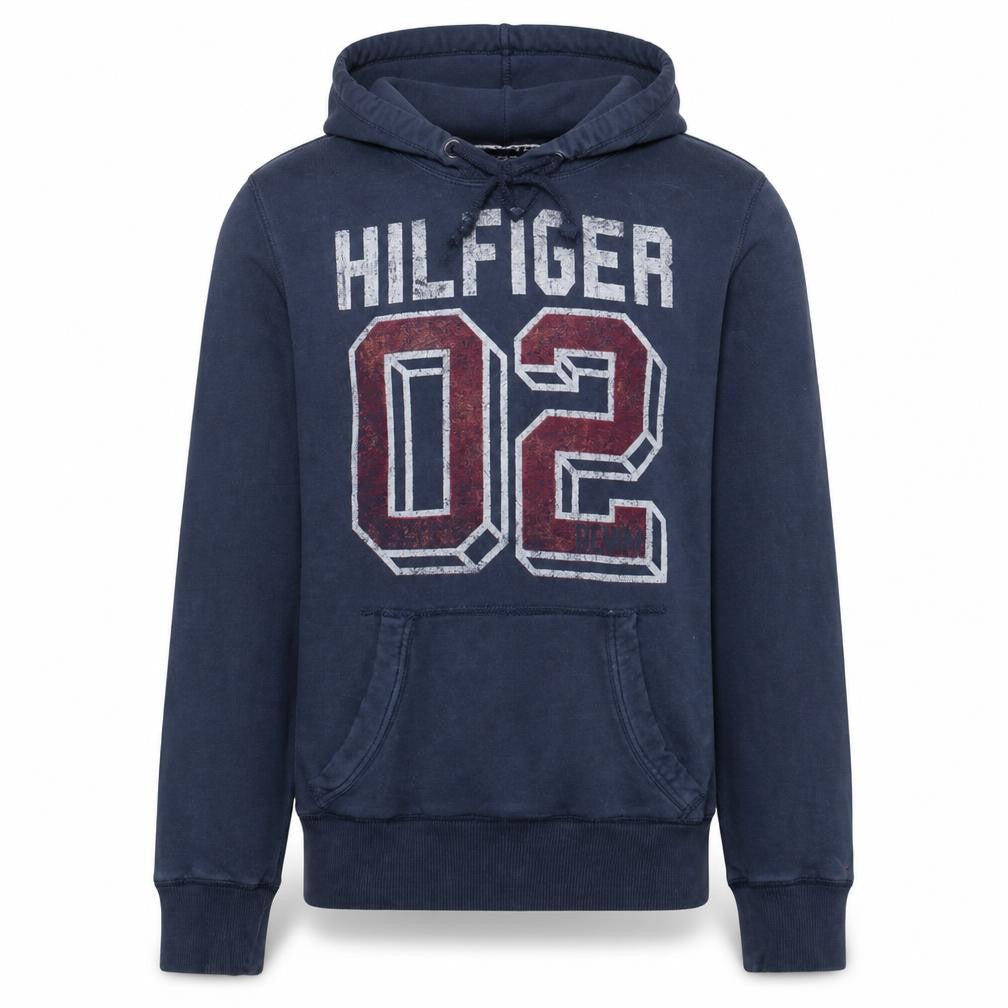 Tommy Hilfiger Men's Blue Pullover Hoodie Small Graphic Print