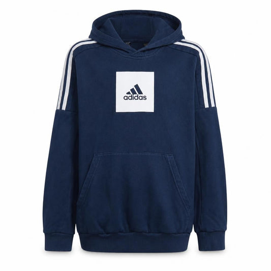 Adidas Boys Blue Pullover Hoodie 13-14 Years Fleece Logo Sportswear