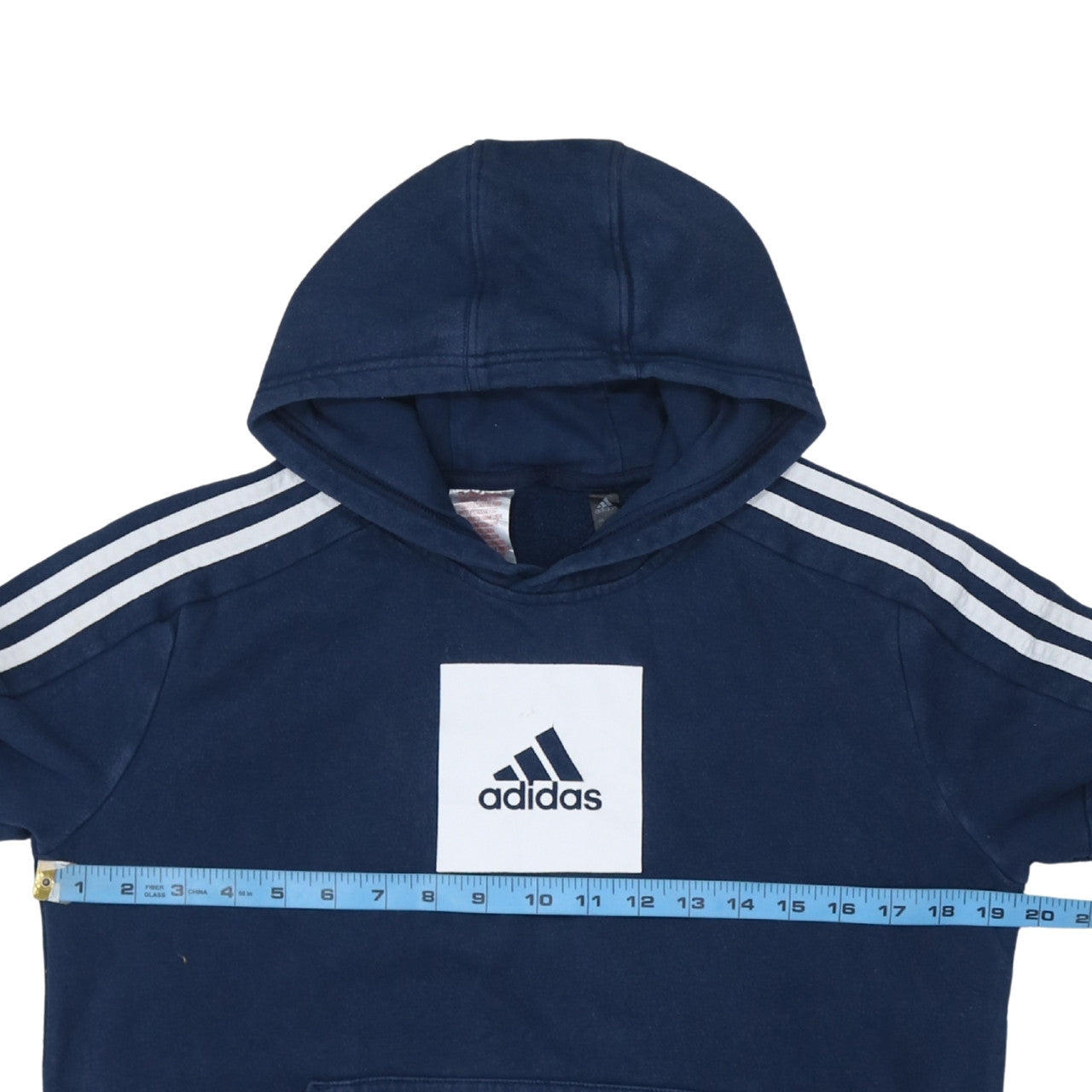 Adidas Boys Blue Pullover Hoodie 13-14 Years Fleece Logo Sportswear