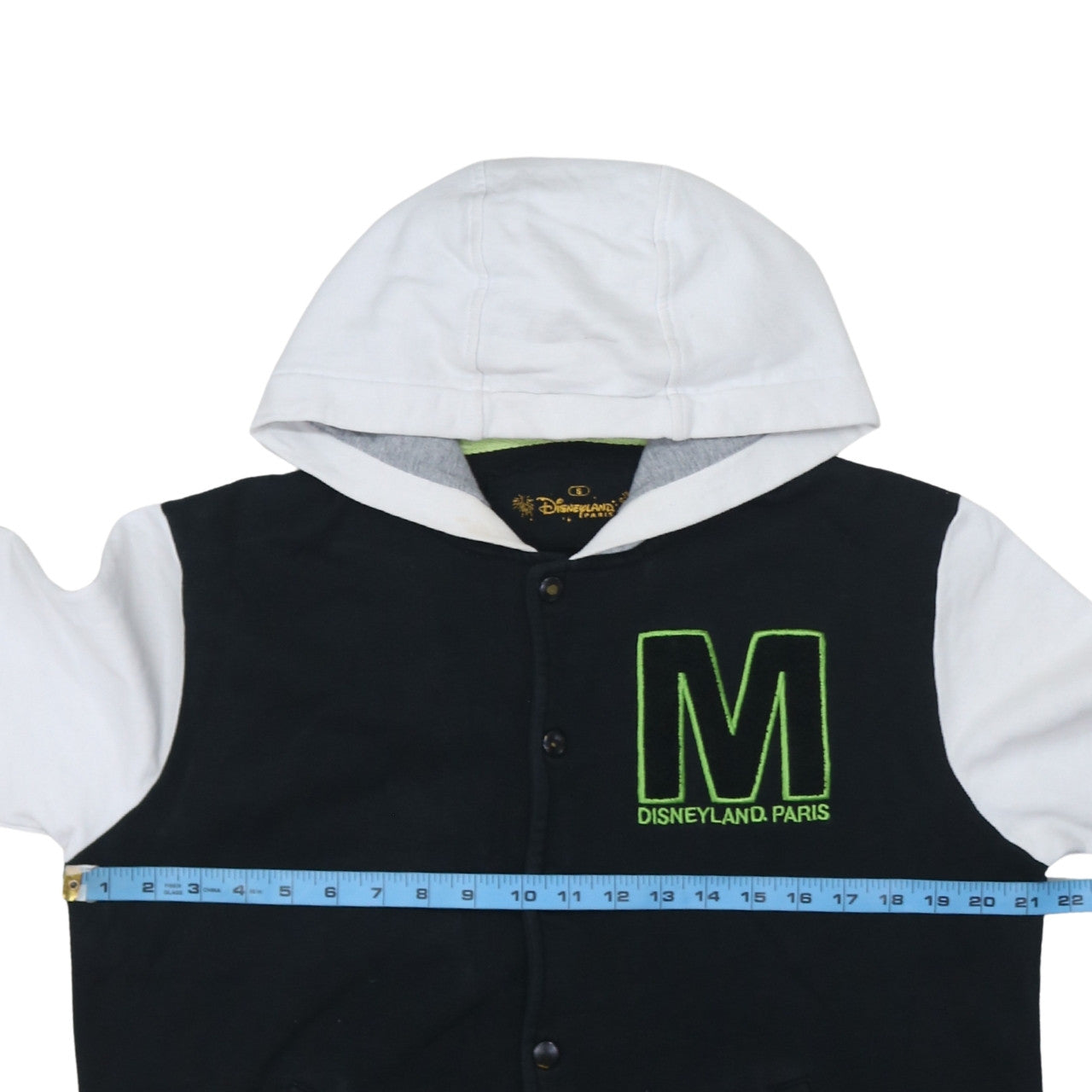 Disneyland Paris Men’s Black Hoodie S Mickey Mouse Embroidered Varsity Style