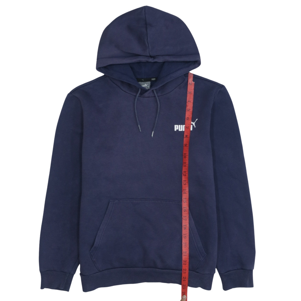 Puma Men Blue Pullover Hoodie Small Fleece Logo Hooded Sweatshirt