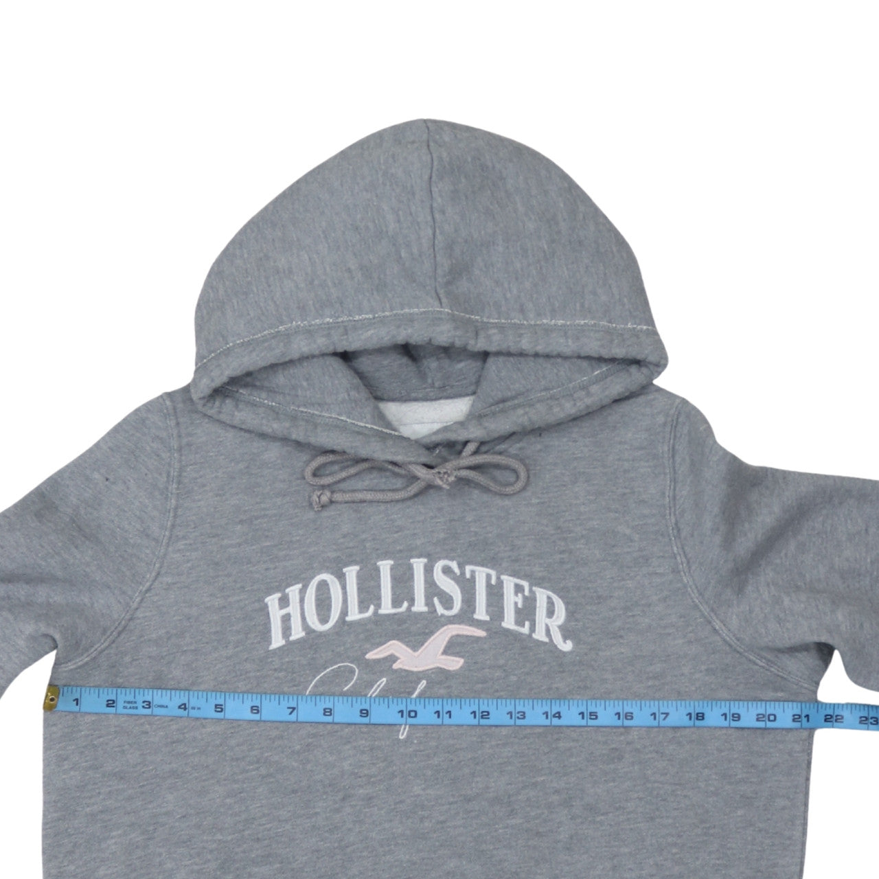 Hollister Women’s Grey Pullover Hoodie L Cotton Blend Logo Sweatshirt