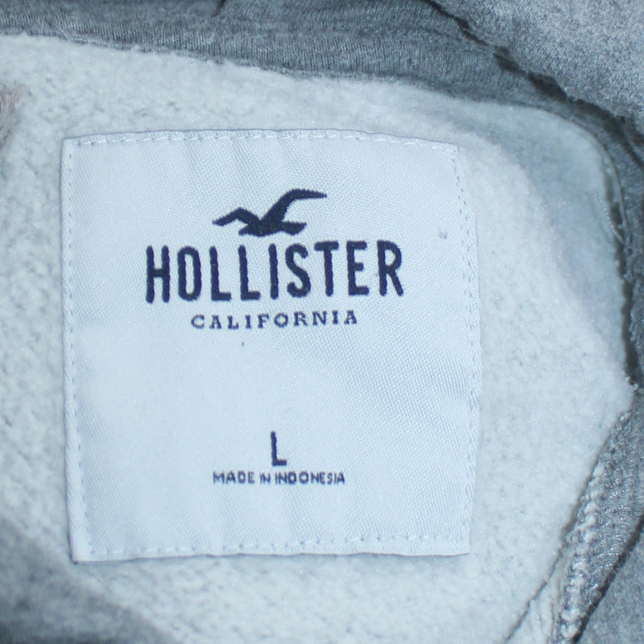 Hollister Women’s Grey Pullover Hoodie L Cotton Blend Logo Sweatshirt