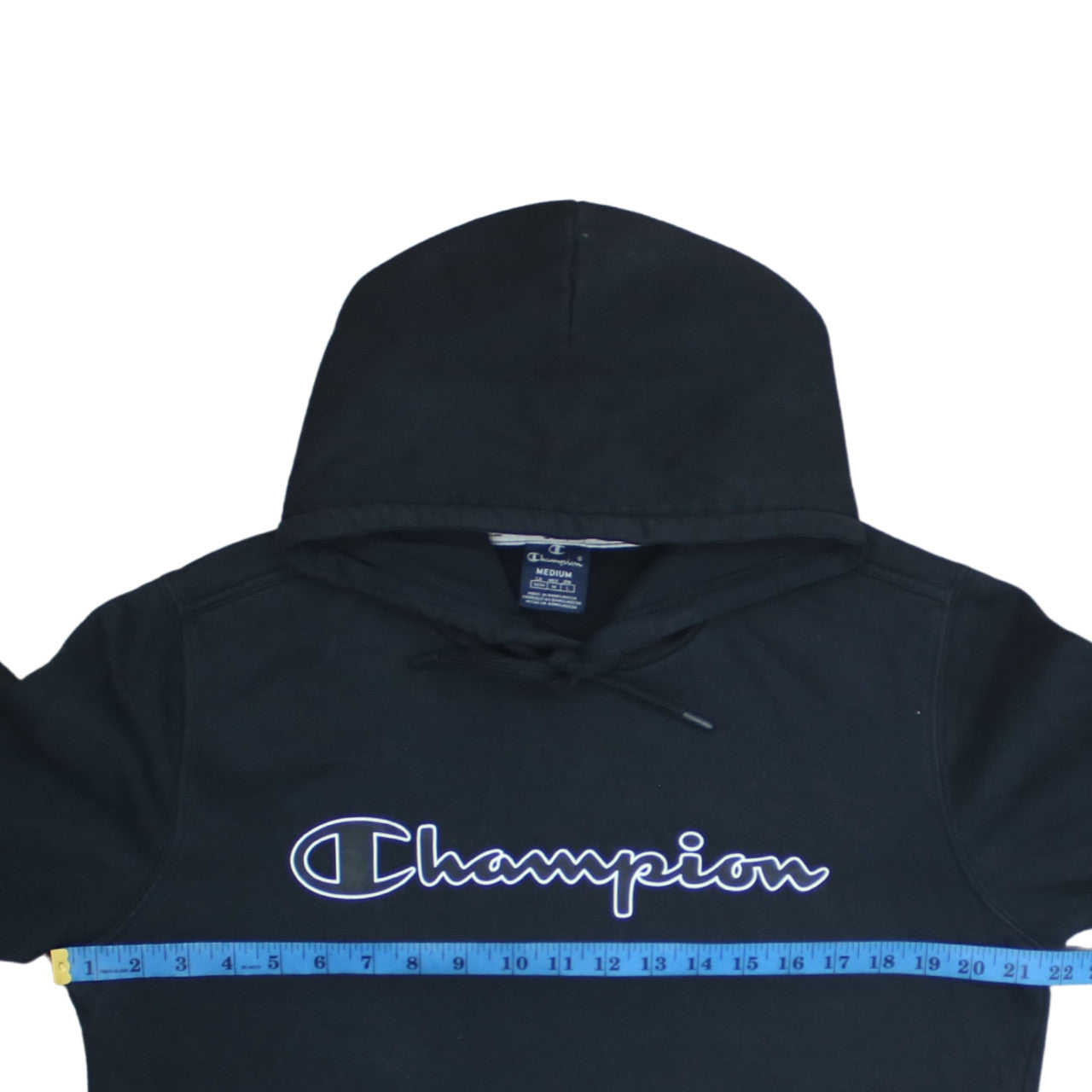 Champion Men's Black Pullover Hoodie Medium Logo Fleece Sweatshirt