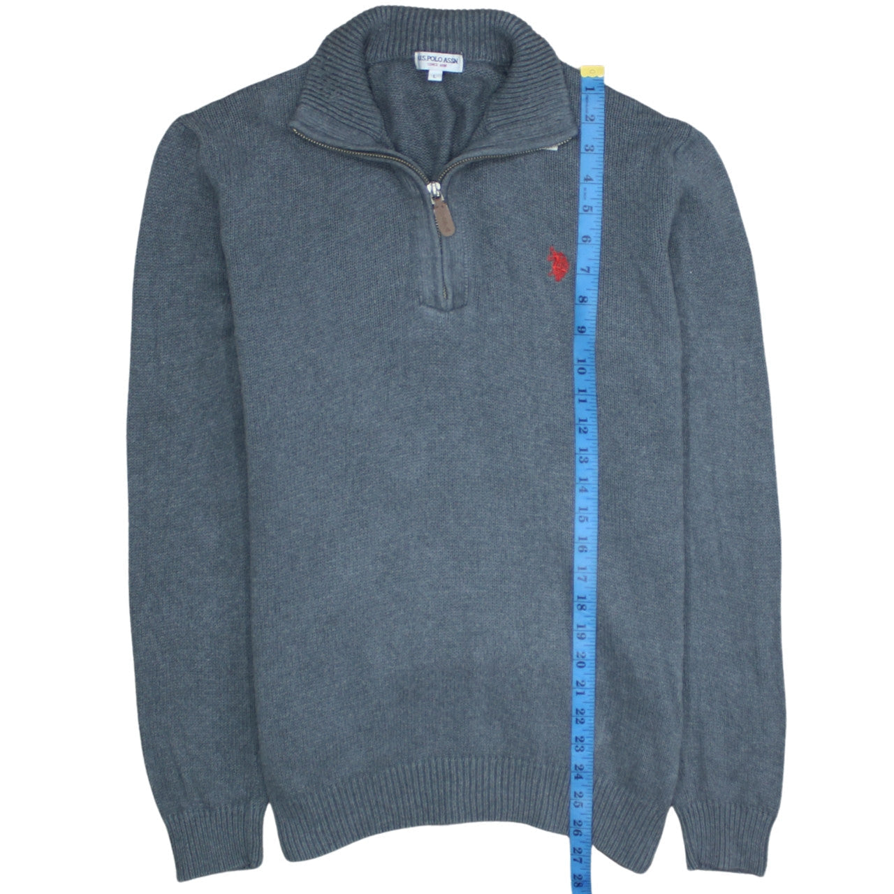 U.S. Polo Assn. Men's Grey Half Zip Cotton Jumper Size L