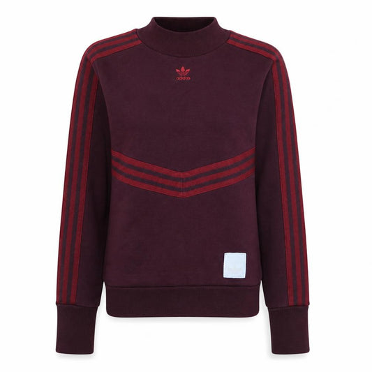 Adidas Women Burgundy Crew Neck Pullover Sweatshirt Size 8 Cotton Blend