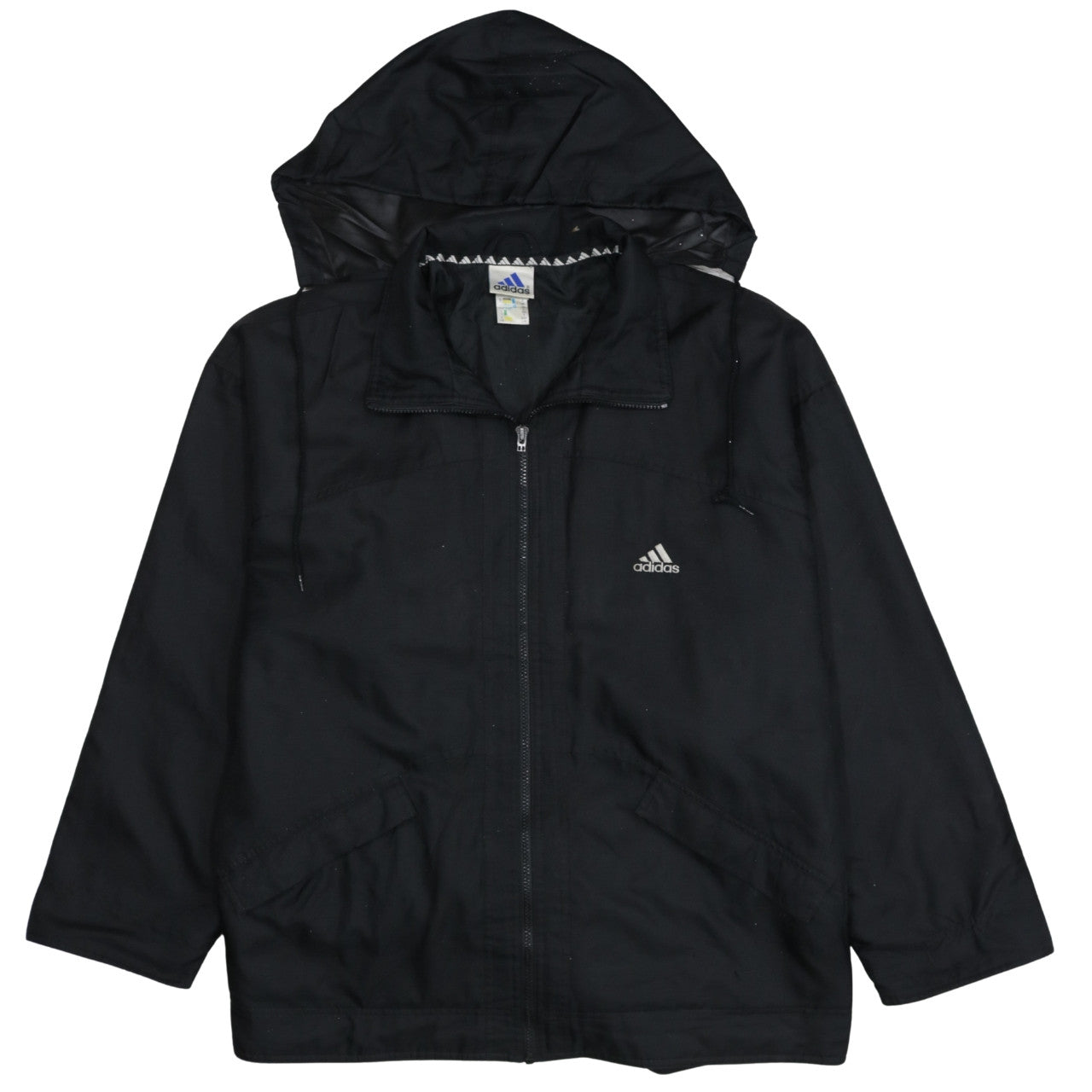 Adidas Men's Black L Windbreaker Hooded Sports Jacket